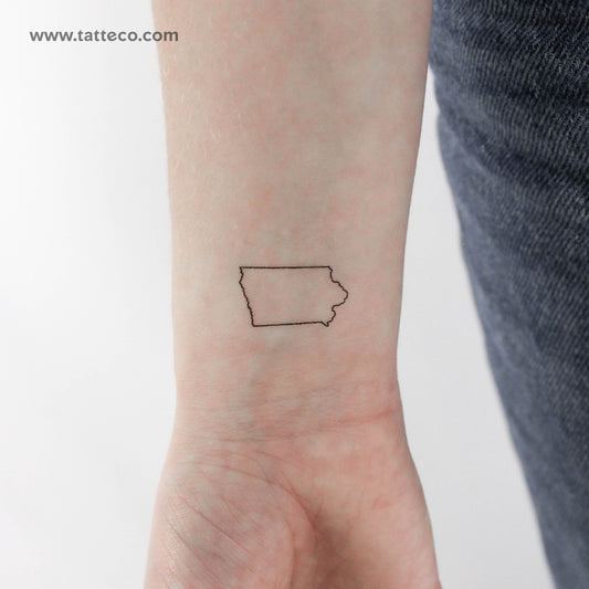 Iowa Map Outline Temporary Tattoo - Set of 3