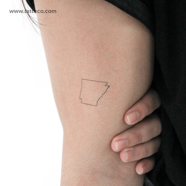 Arkansas Map Outline Temporary Tattoo - Set of 3