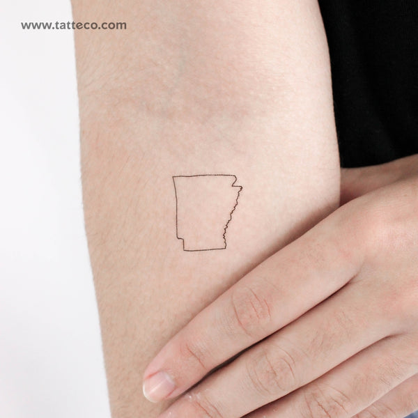 Arkansas Map Outline Temporary Tattoo - Set of 3