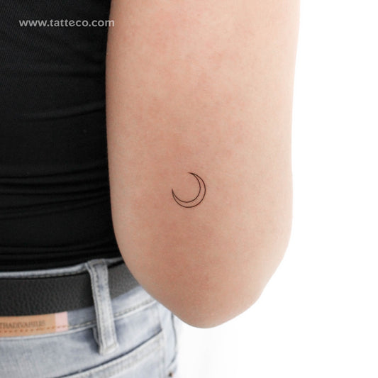 Tatuaje temporal de luna creciente de línea fina (juego de 3)