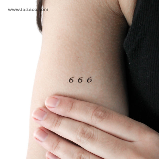 Small 666 Angel Number Temporary Tattoo - Set of 3