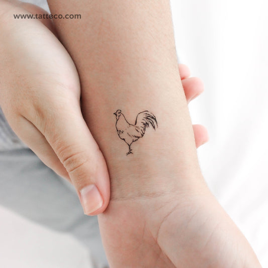 Tatuaje temporal de gallo - Juego de 3