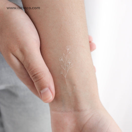 White Gypsophila Temporary Tattoo - Set of 3