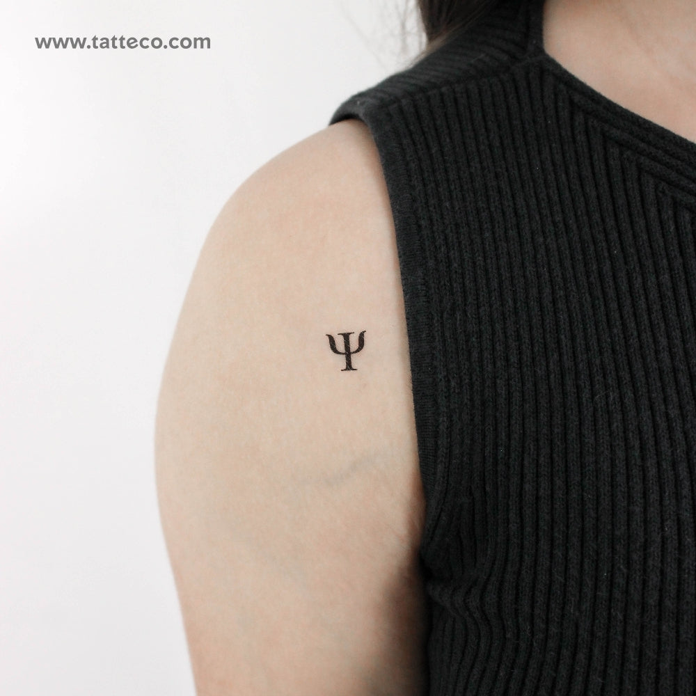 Uppercase Psi Temporary Tattoo - Set of 3