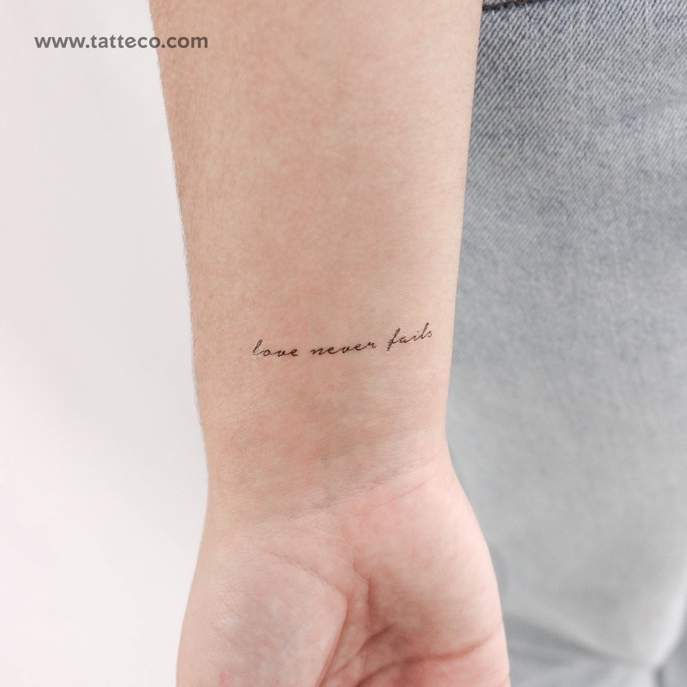 Tatuaje temporal "El amor nunca falla" - Juego de 3