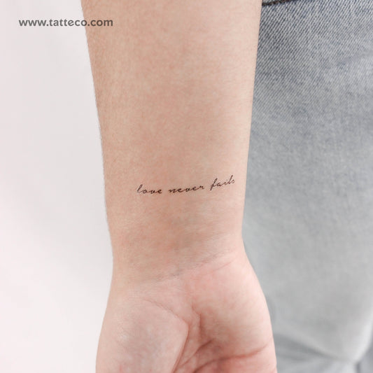 Tatuaje temporal "El amor nunca falla" - Juego de 3