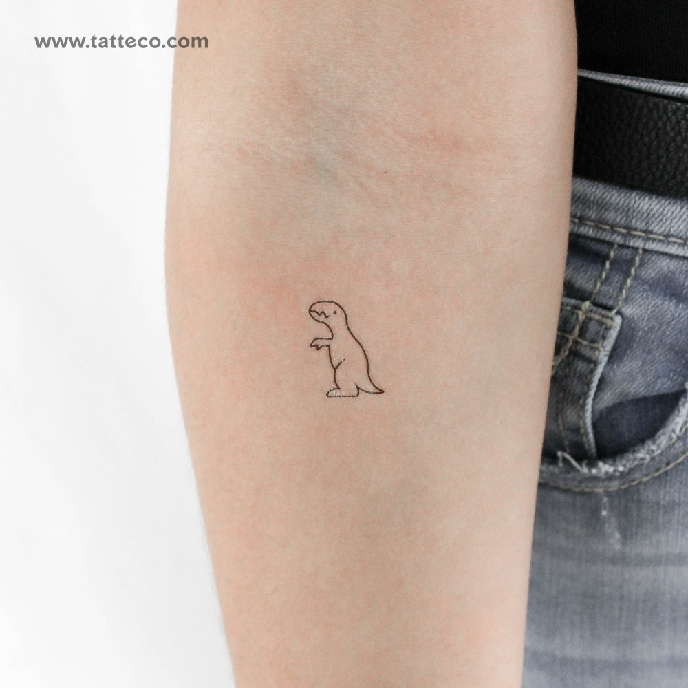 Tatuaje temporal minimalista de T-Rex - Juego de 3