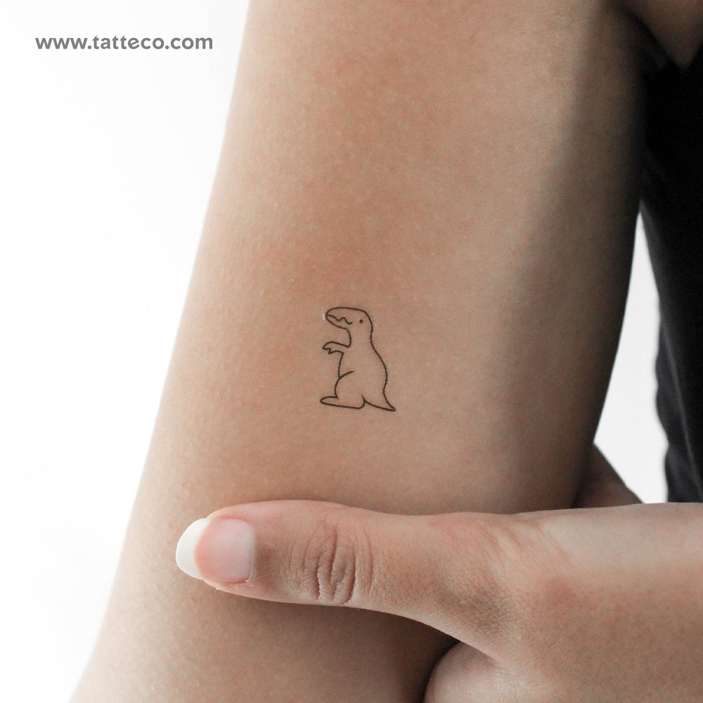 Tatuaje temporal minimalista de T-Rex - Juego de 3