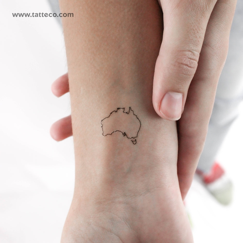Tatuaje temporal de línea fina del mapa de Australia (juego de 3)