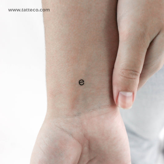 E Lowercase Typewriter Letter Temporary Tattoo - Set of 3