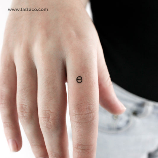 E Lowercase Typewriter Letter Temporary Tattoo - Set of 3