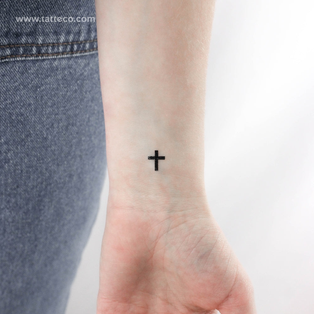 Tatuaje temporal de cruz pequeña y llamativa (juego de 3)