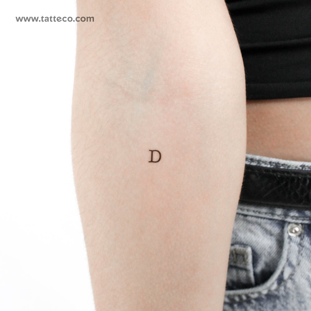 D Uppercase Typewriter Letter Temporary Tattoo - Set of 3