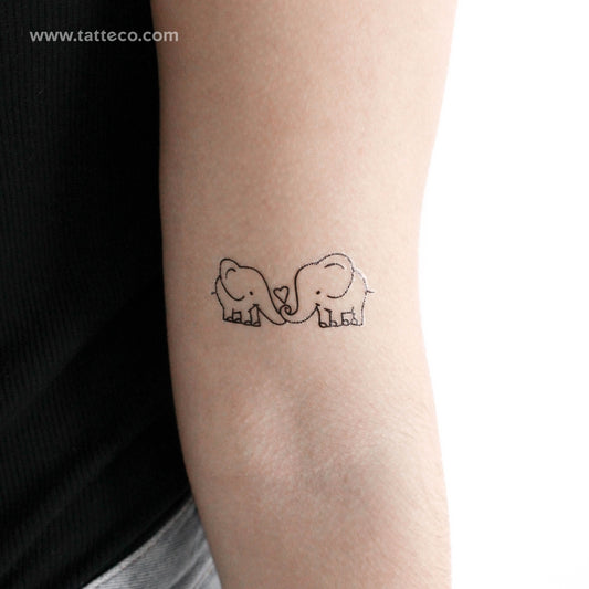 Tatuaje temporal de elefantes enamorados (juego de 3)