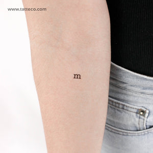 M Lowercase Typewriter Letter Temporary Tattoo - Set of 3