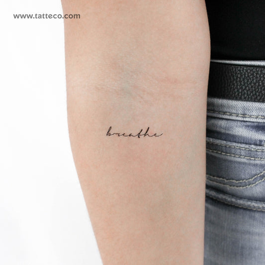 Handwritten Font Breathe Temporary Tattoo - Set of 3