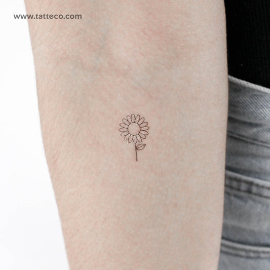 Tatuaje temporal minimalista de girasol (juego de 3)