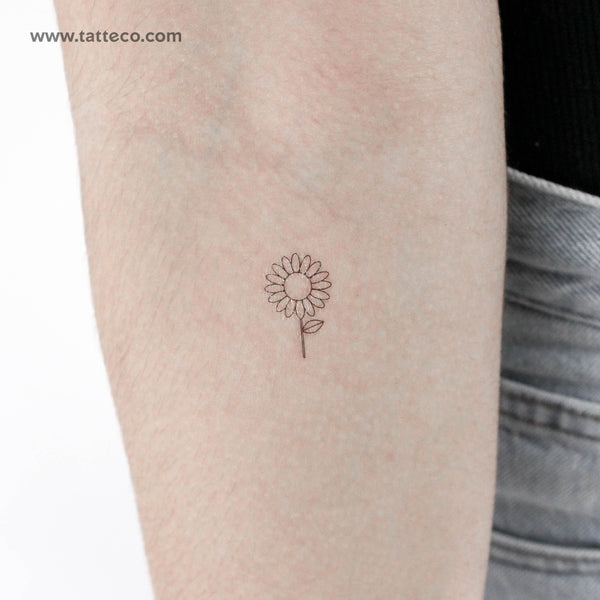Minimalist Sunflower Temporary Tattoo - Set of 3