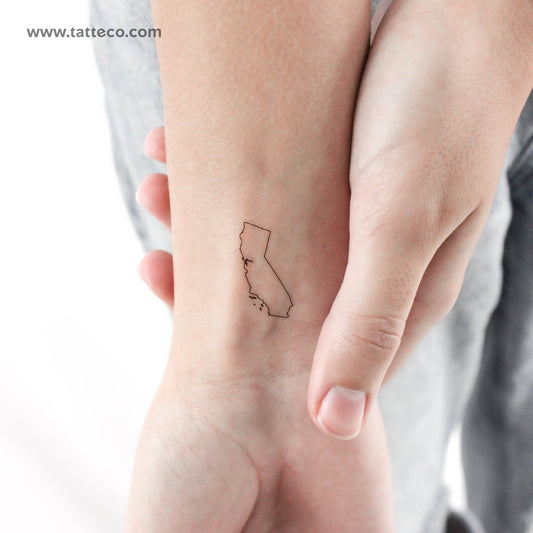 California Map Outline Temporary Tattoo - Set of 3