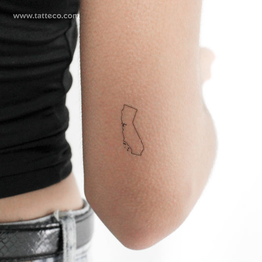 California Map Outline Temporary Tattoo - Set of 3