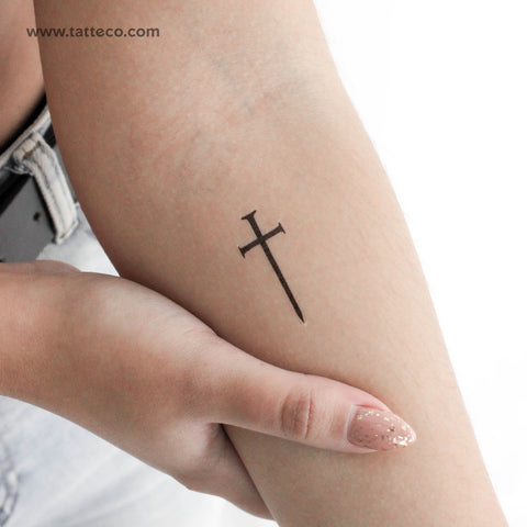Small Cross Sword Temporary Tattoo - Set of 3