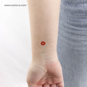 Red Flower Temporary Tattoo - Set of 3