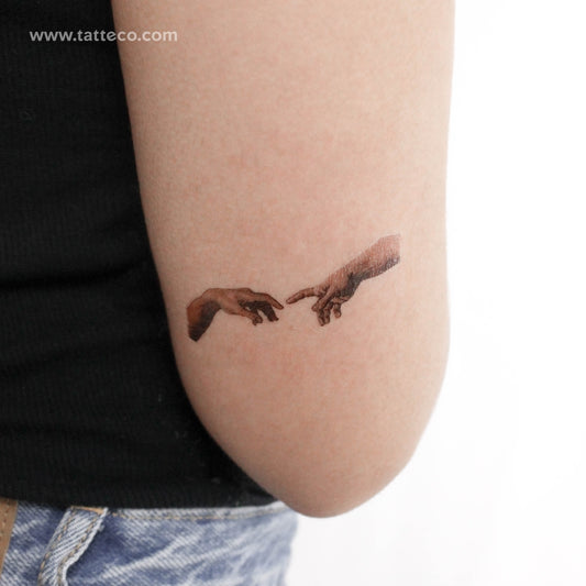 Tatuaje temporal de las manos de la Creación de Adán - Juego de 3