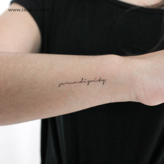 Tatuaje temporal "Serendipia" escrito a mano - Juego de 3