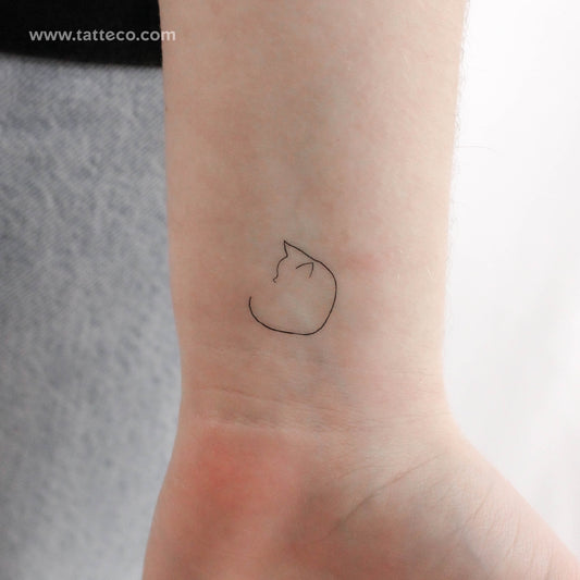 Tatuaje temporal de gato minimalista - Juego de 3
