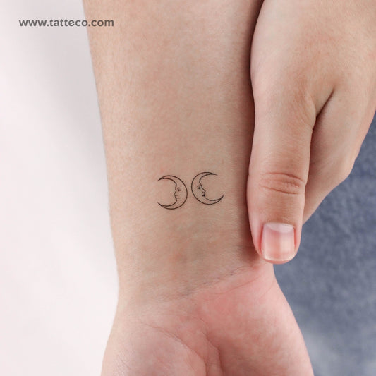 Tatuaje temporal de pareja de lunas (juego de 3)