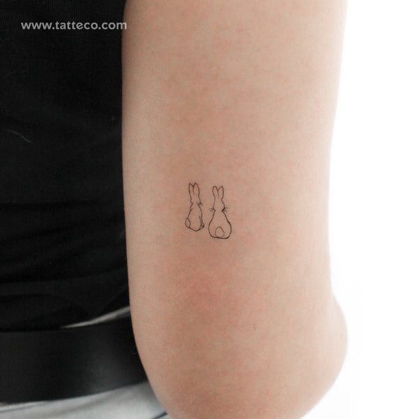 Rabbit Couple Temporary Tattoo - Set of 3