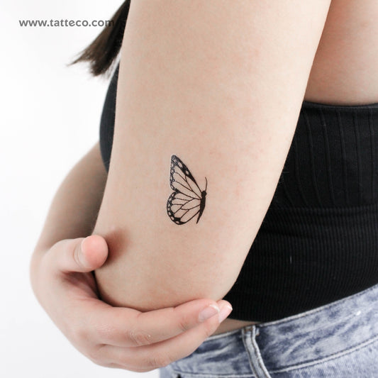 Tatuaje temporal de media mariposa dibujada a mano (juego de 3)