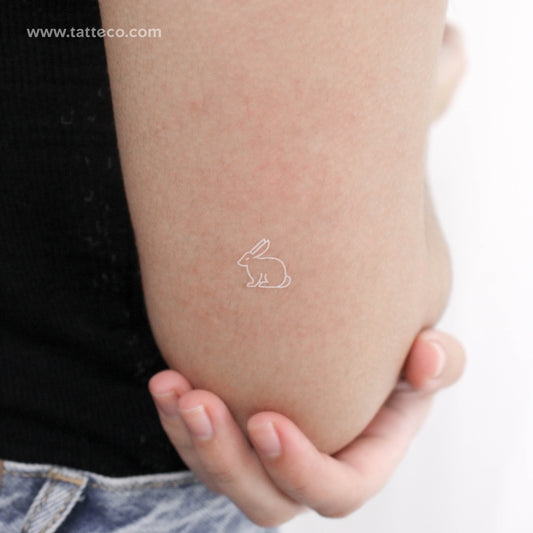 White Ink Rabbit Temporary Tattoo - Set of 3