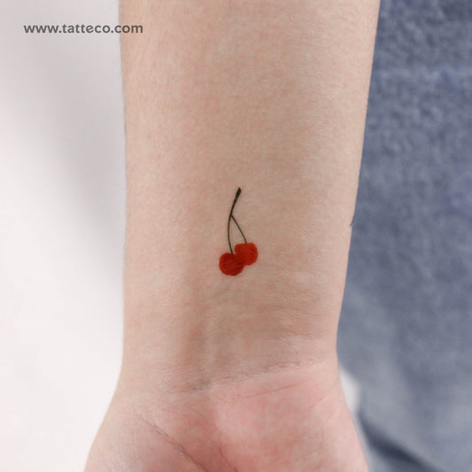 Tatuaje temporal de pareja de cerezas en acuarela (juego de 3)