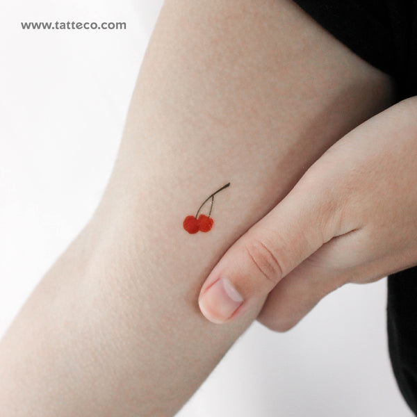 Watercolor Cherry Couple Temporary Tattoo - Set of 3