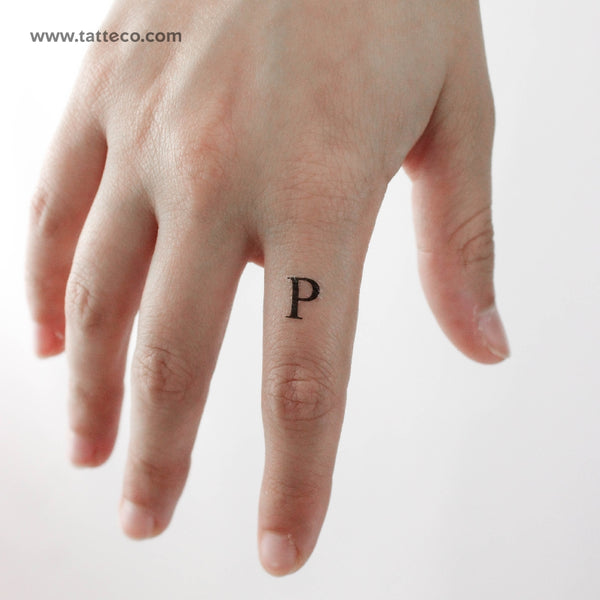 P Serif Capital Letter Temporary Tattoo - Set of 3