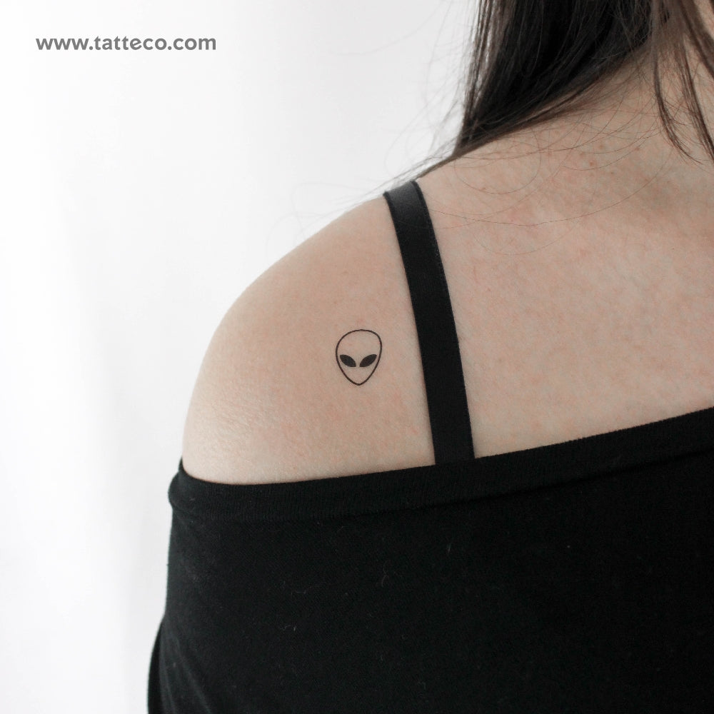 Little Alien Head Temporary Tattoo - Set of 3