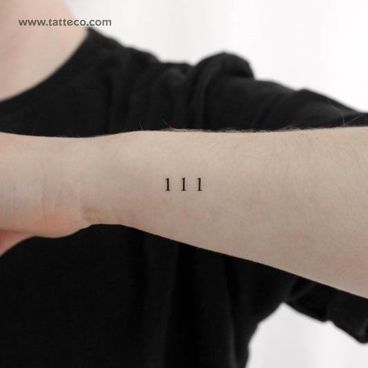 Small 111 Angel Number Temporary Tattoo - Set of 3