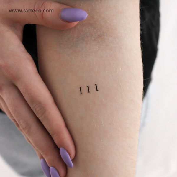 Small 111 Angel Number Temporary Tattoo - Set of 3