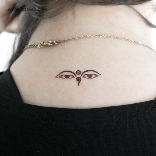 Compassionate Eyes Of Buddha Temporary Tattoo - Set of 3