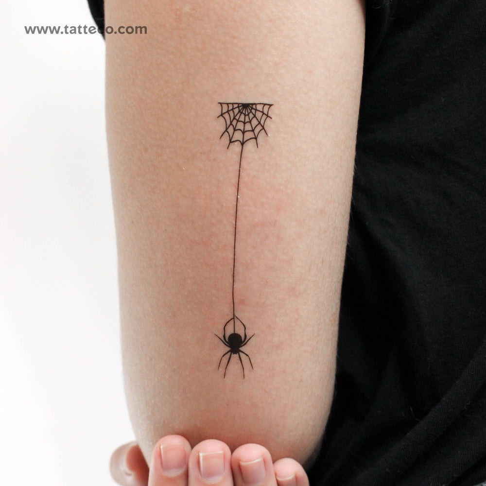 Tatuaje temporal de araña colgante de telaraña - Juego de 3