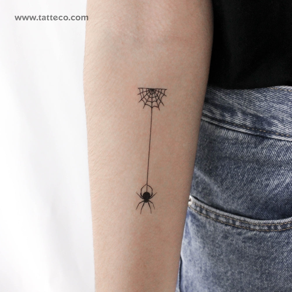 Tatuaje temporal de araña colgante de telaraña - Juego de 3