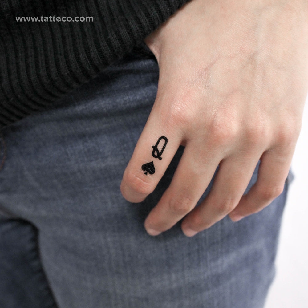 Queen Of Spades Temporary Tattoo - Set of 3