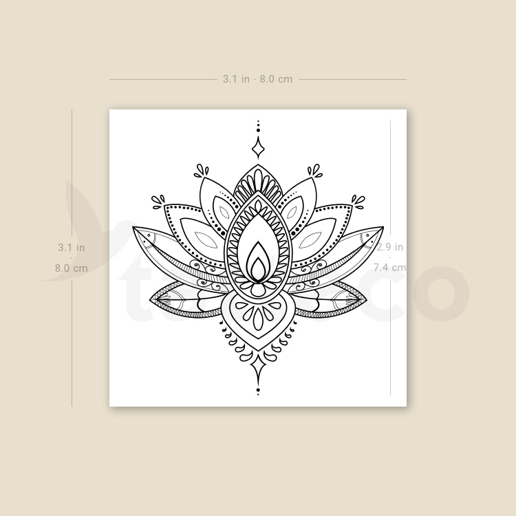 Sacred Lotus Flower Temporary Tattoo - Set of 3