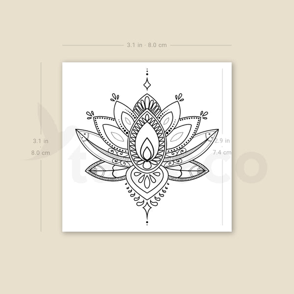 Sacred Lotus Flower Temporary Tattoo - Set of 3