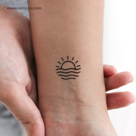 Ocean Sunset Temporary Tattoo - Set of 3