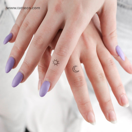 Pequeños tatuajes temporales de sol y luna a juego (juego de 3)