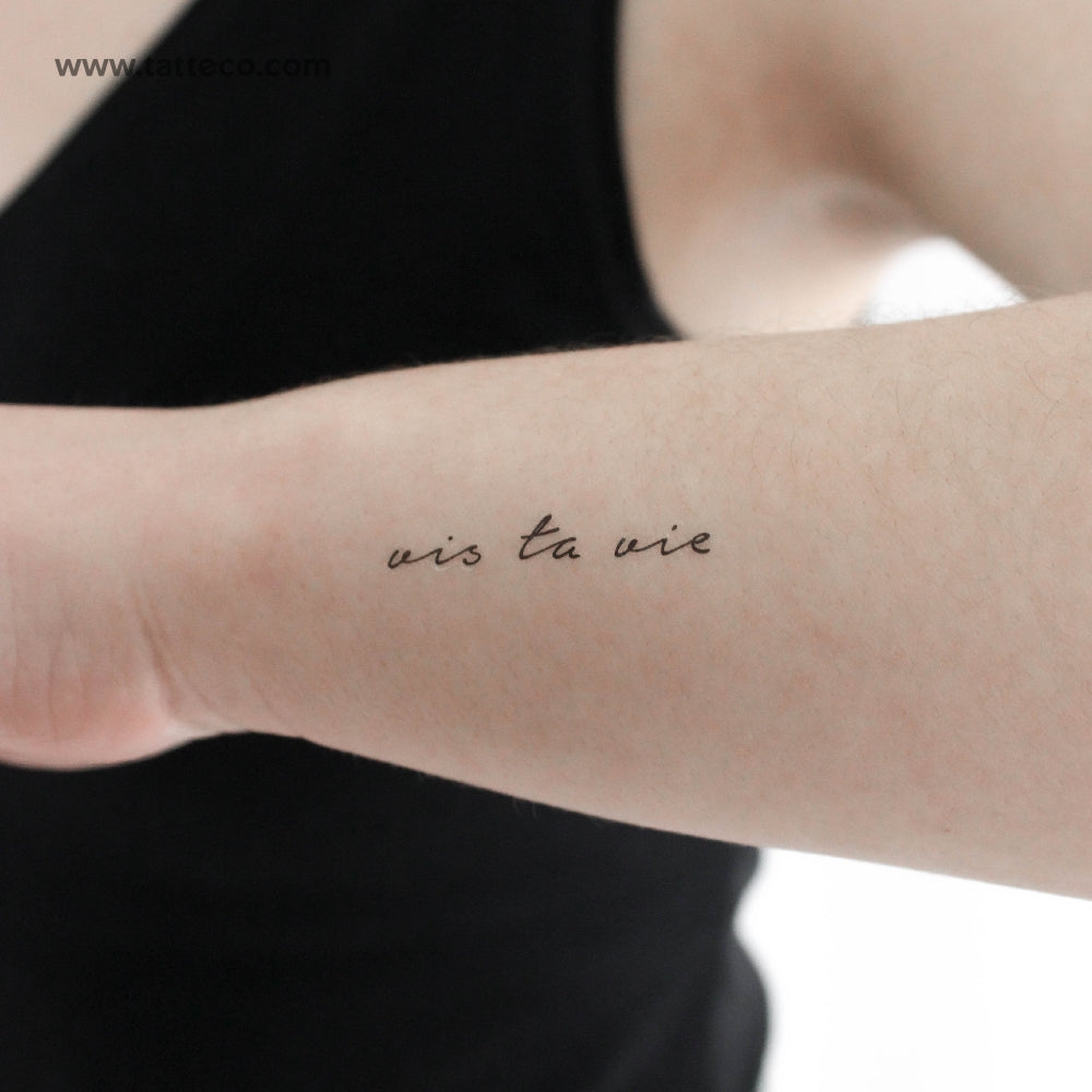 Handwritten Font Vis Ta Vie Temporary Tattoo - Set of 3