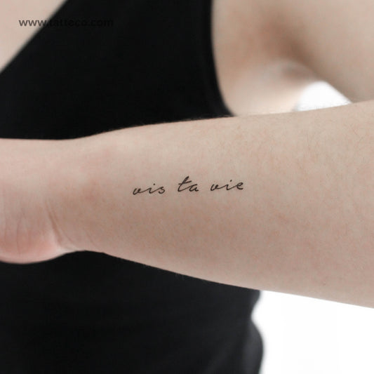 Handwritten Font Vis Ta Vie Temporary Tattoo - Set of 3
