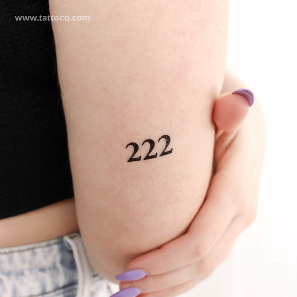 222 Angel Number Temporary Tattoo - Set of 3